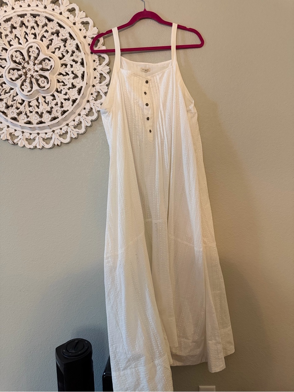 Pilcro White Eyelet Maxi Dress with Button Placket
